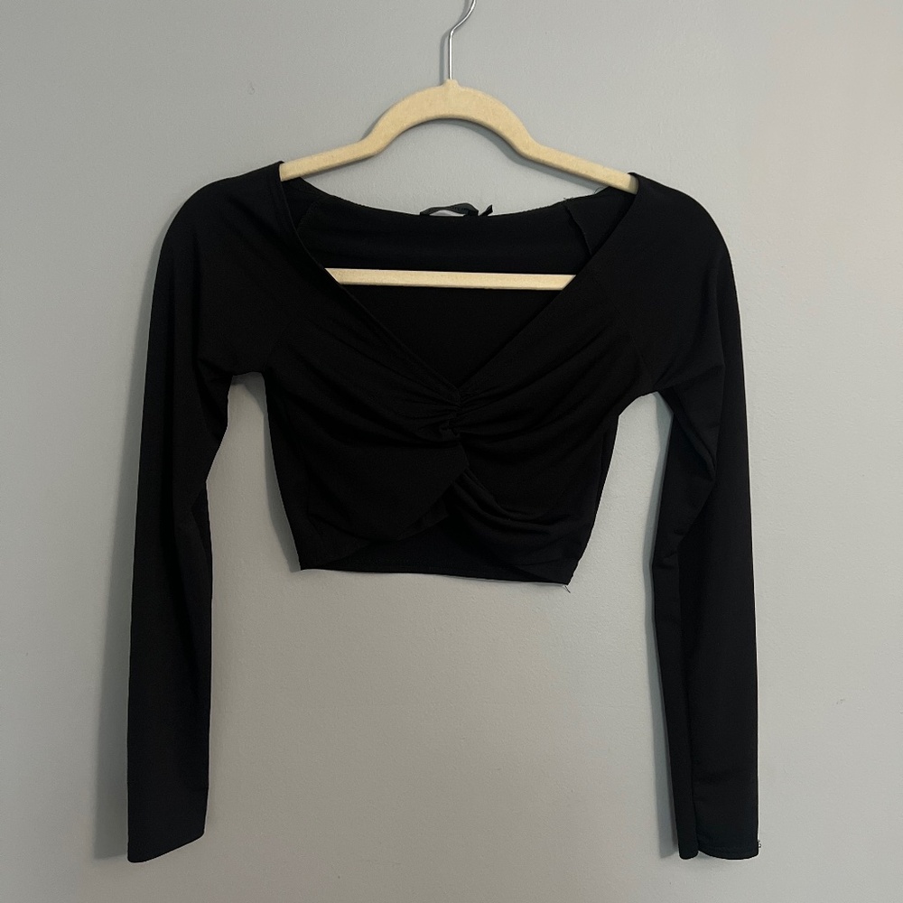 Ruched Crop Long Sleeve Pretty Little Thing Size US4